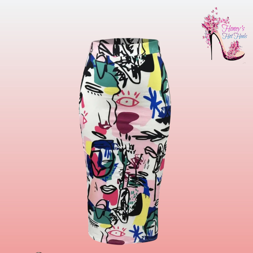 Picasso Abstract Pencil Skirt