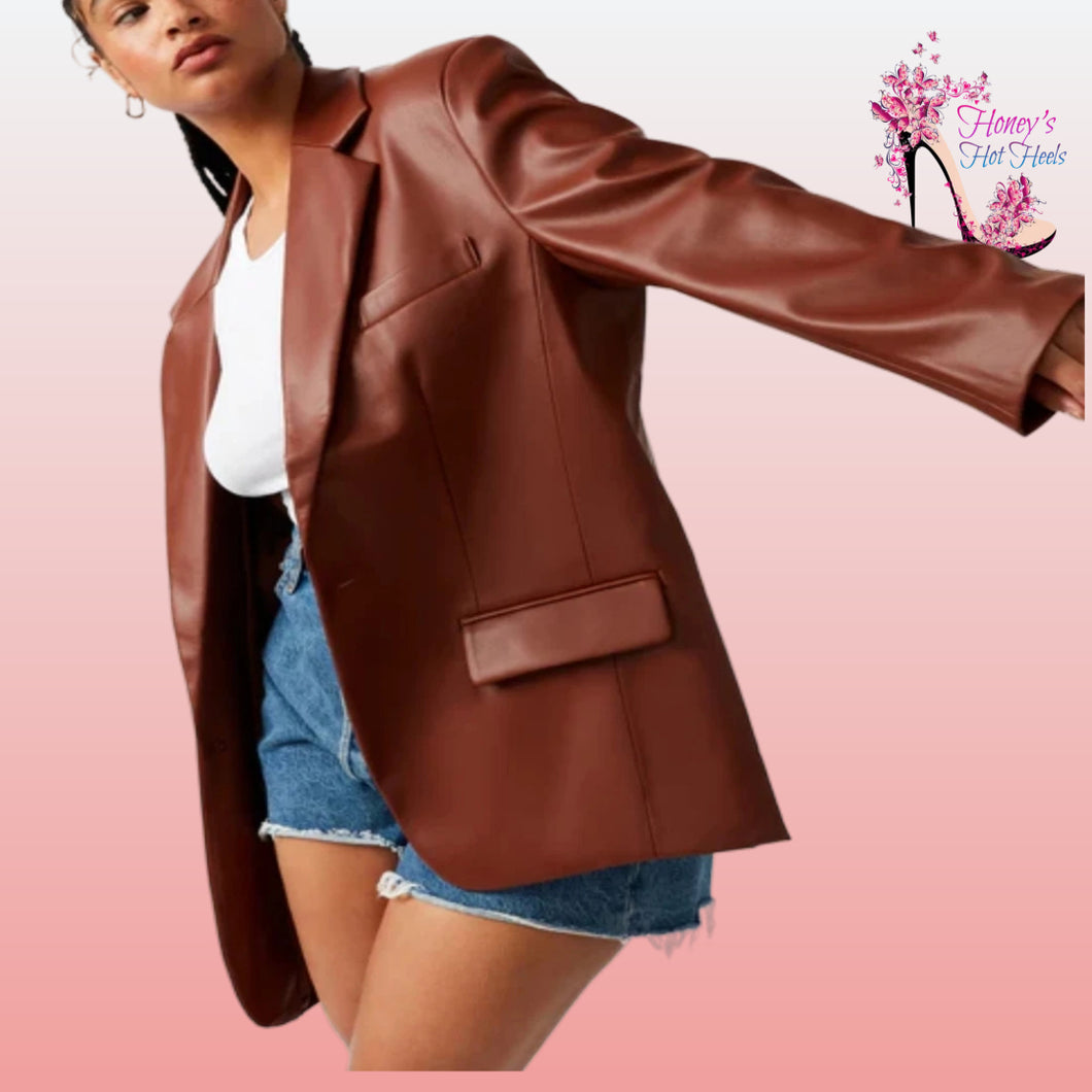 Olivia Faux Leather Blazer