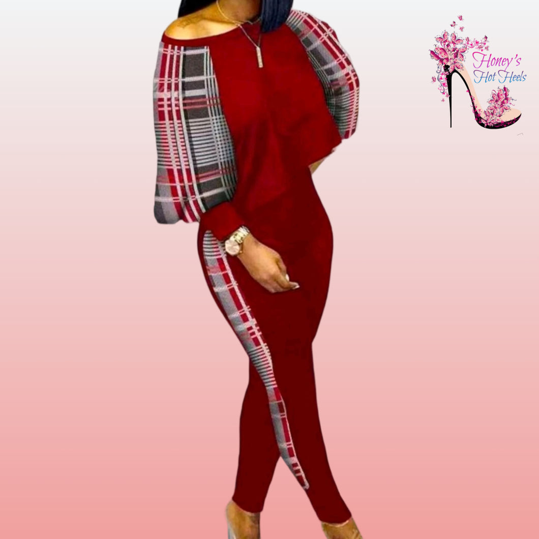 Shesha Plaid Asymmetrical 2 Piece Set