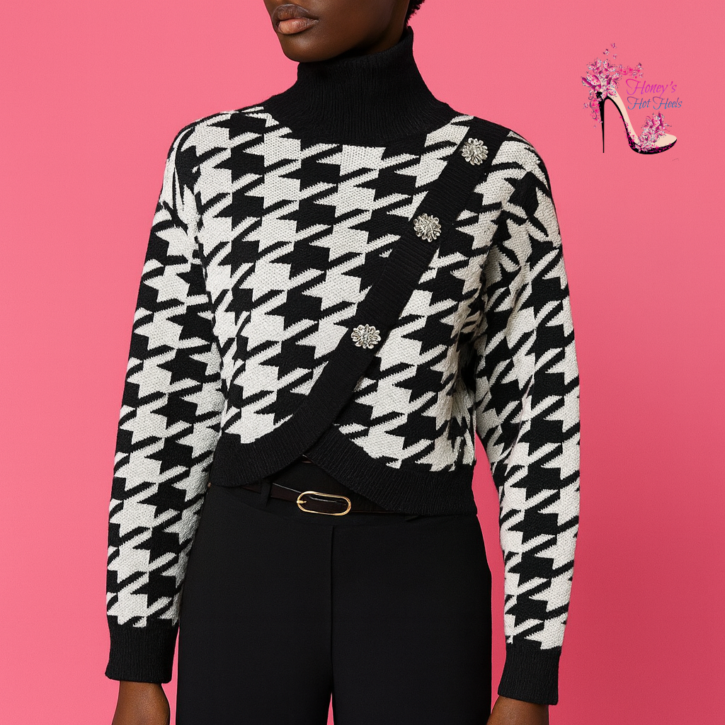 Houndstooth Cropped Sweater