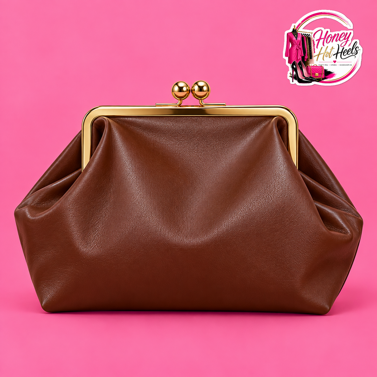 Vintage-Inspired Chocolate Kiss-Lock Handbag