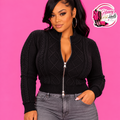 Lasi Cable Knit Zip Sweater in Black