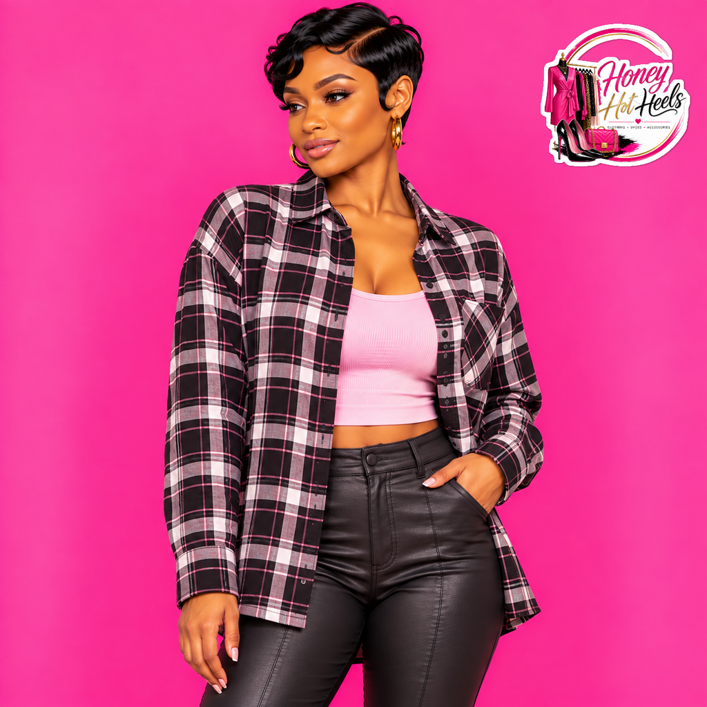 Geneva Plaid Top in Black