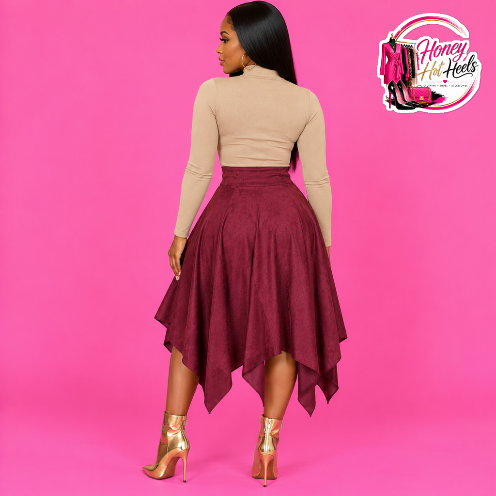 Handkerchief Hem Midi Skirt