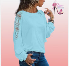 Load image into Gallery viewer, Tracie Lace Sleeve Blouse
